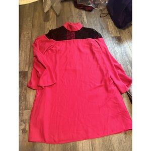 Nicole Miller pink dress with black lace